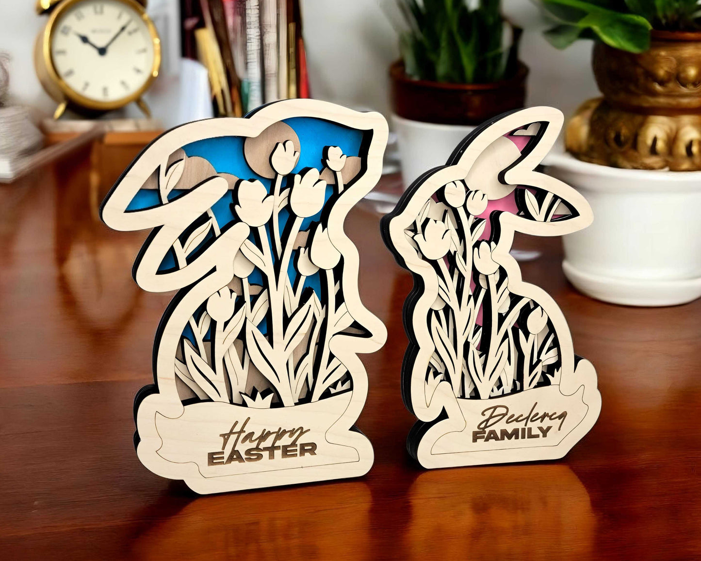 Layered Bunnies - Easter Signage - SVG, PDF, AI File types - Works With All Lasers