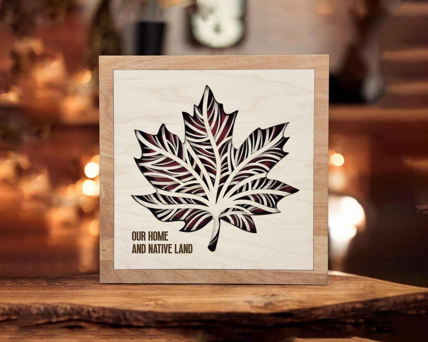 Canadian Maple Filigree - 5 Layer Design with 6 Text Options - SVG, PDF, AI File Download - Works with all Laser Types