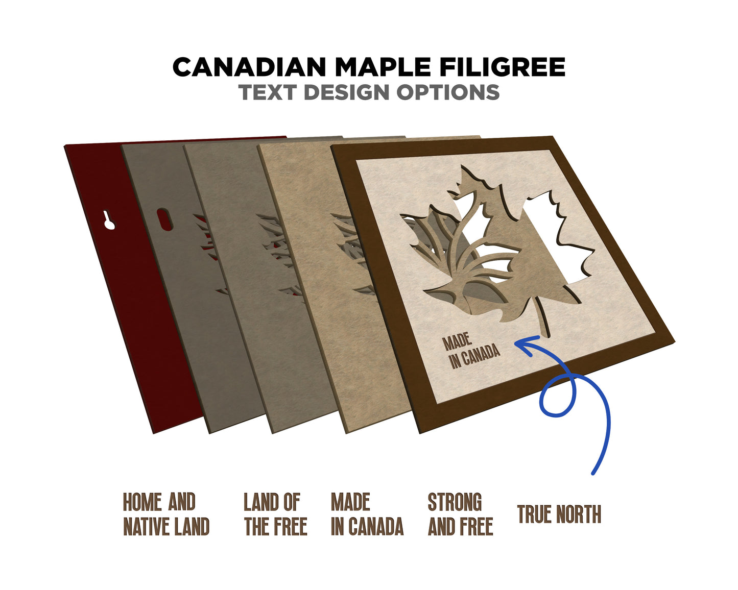 Canadian Maple Filigree - 5 Layer Design with 6 Text Options - SVG, PDF, AI File Download - Works with all Laser Types