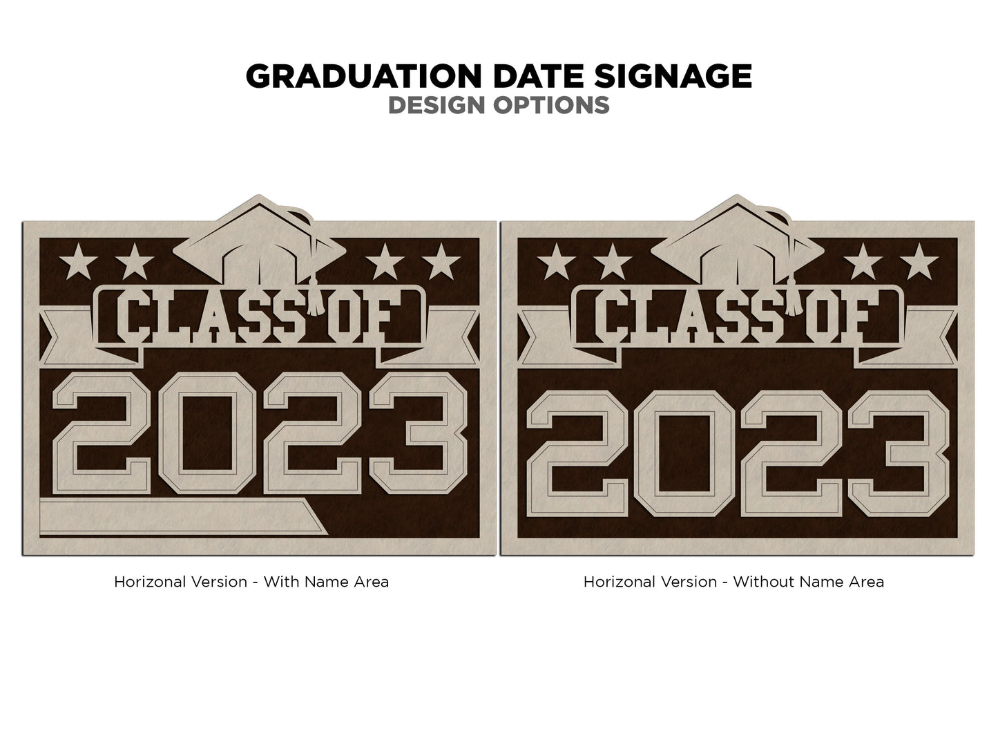 Graduation Date Signage - Vertical and Horizontal Variations - Dates 2023-2027 included - SVG, PDF, AI files - Glowforge & Lightburn Tested