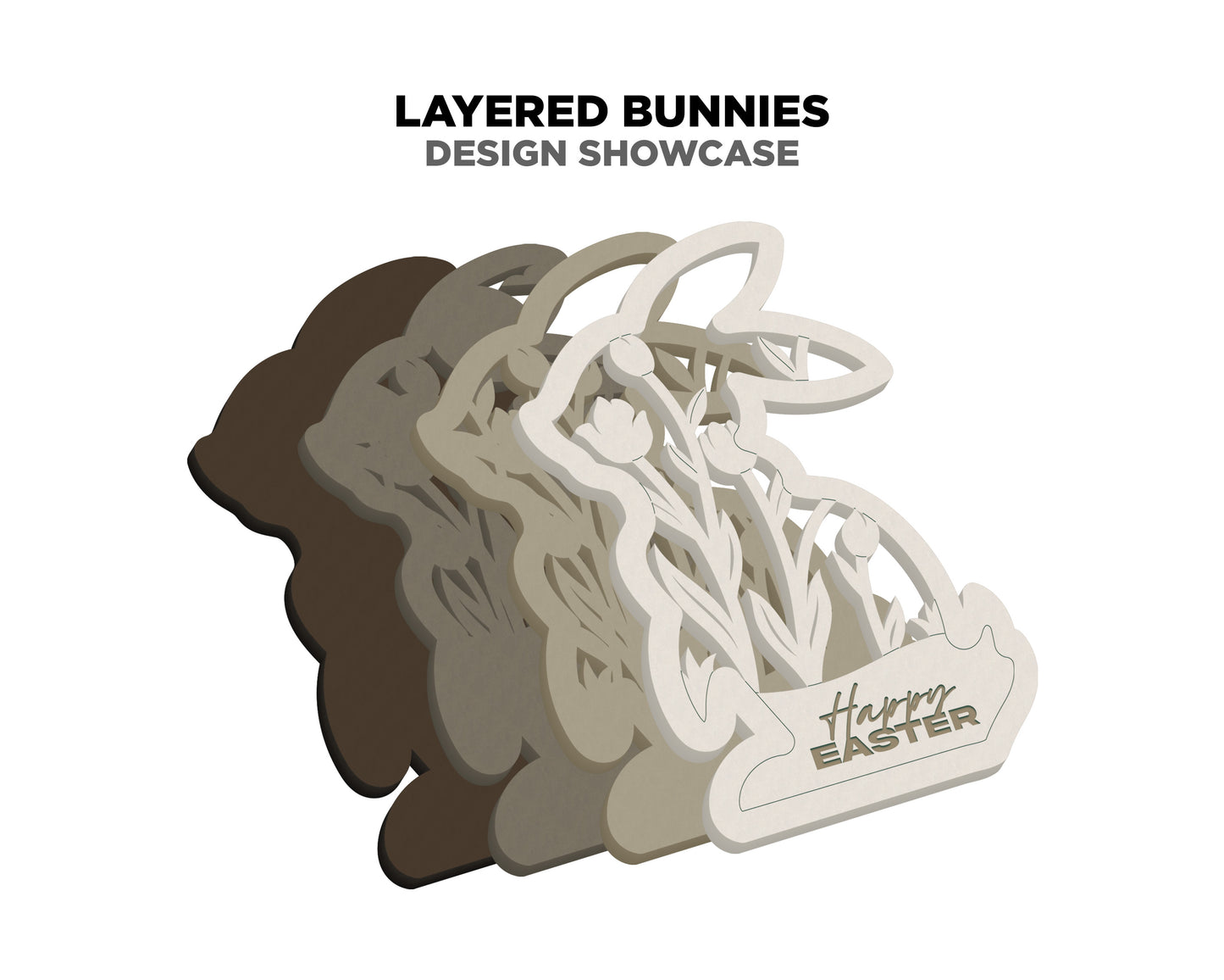 Layered Bunnies - Easter Signage - SVG, PDF, AI File types - Works With All Lasers