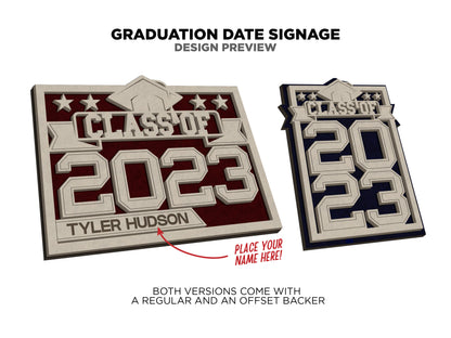 Graduation Date Signage - Vertical and Horizontal Variations - Dates 2023-2027 included - SVG, PDF, AI files - Glowforge & Lightburn Tested