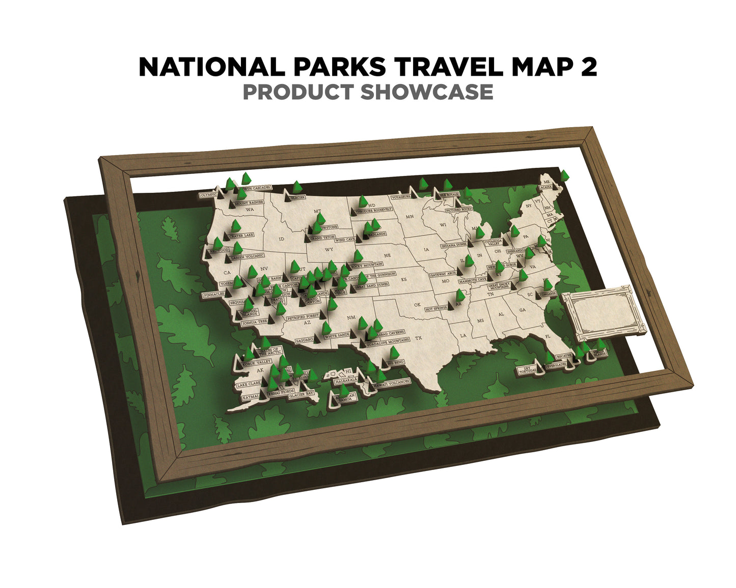 The National Parks Travel Map 2 - 10 Backgrounds & 5 Customizable Name Plates - SVG, PDF, AI File Download - Works with all Laser Types