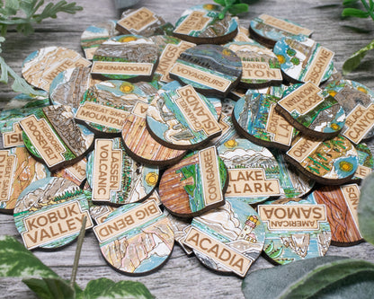 National Park Tracker - 13 Design Variations with 63 insertable tokens and 6 text options - Glowforge & Lightburn Tested