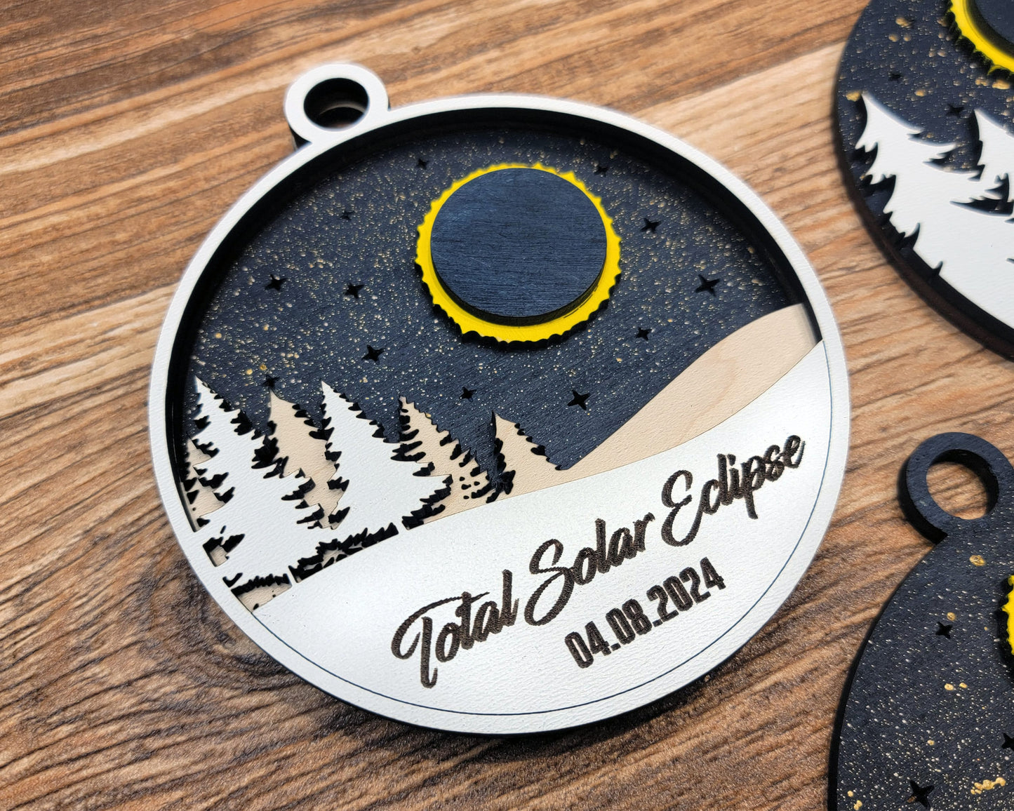 Solar Eclipse Ornaments - 4 Unique Ornament Designs - Tested on Glowforge & Lightburn