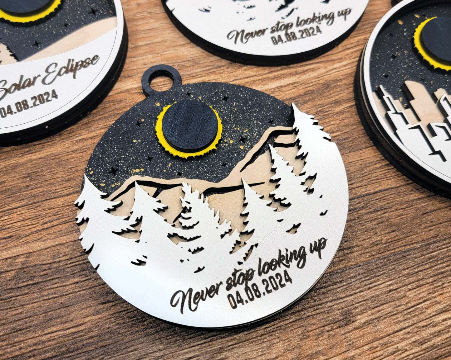 Solar Eclipse Ornaments - 4 Unique Ornament Designs - Tested on Glowforge & Lightburn