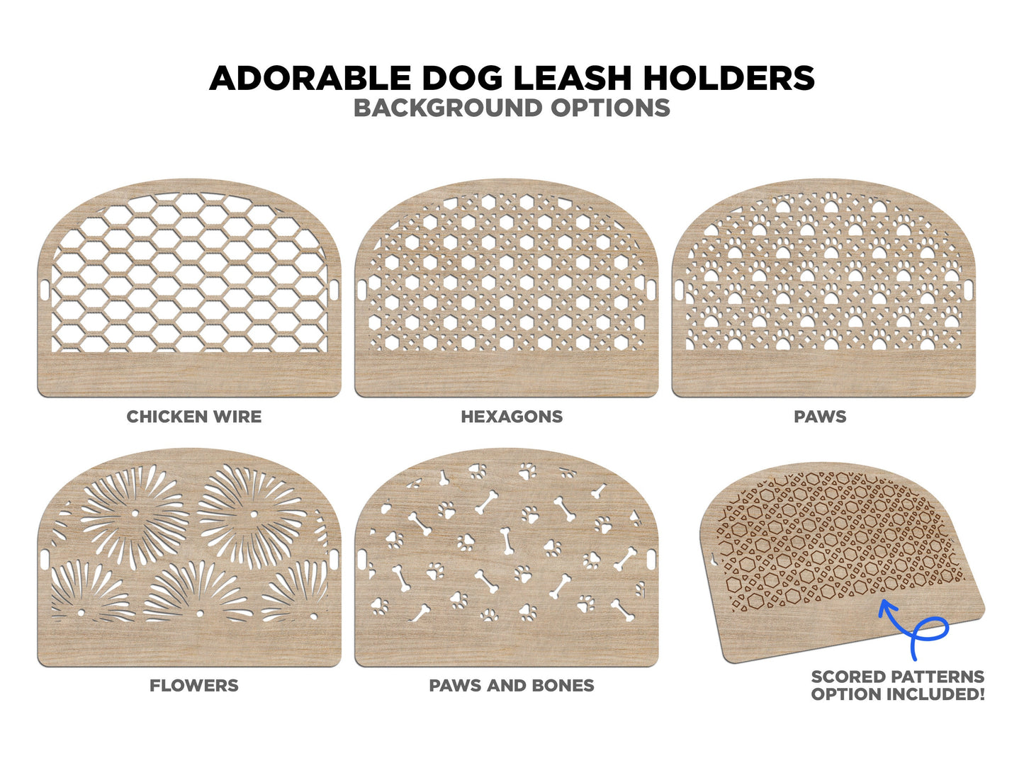 Adorable Dog Leash Holders - Pack 1 - 50 Breeds included - SVG, PDF, AI file types - Glowforge and Lightburn Tested