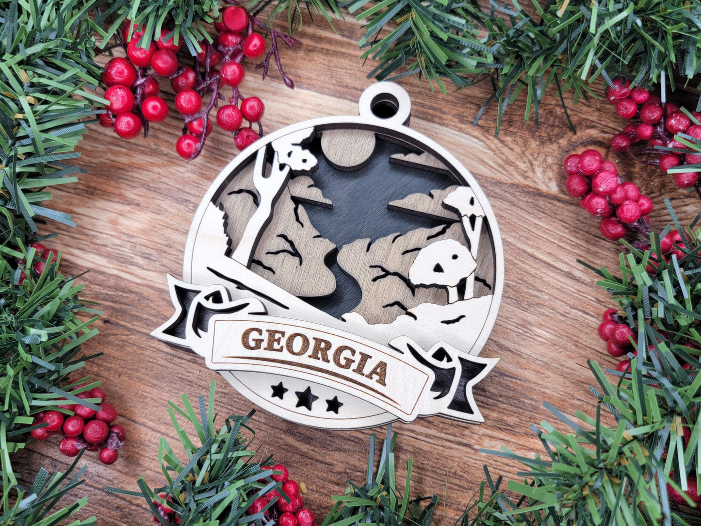 Georgia Discover America Set - Includes Ornaments, Signage & Key Hanger - SVG, PDF, AI File types - Works With All Lasers