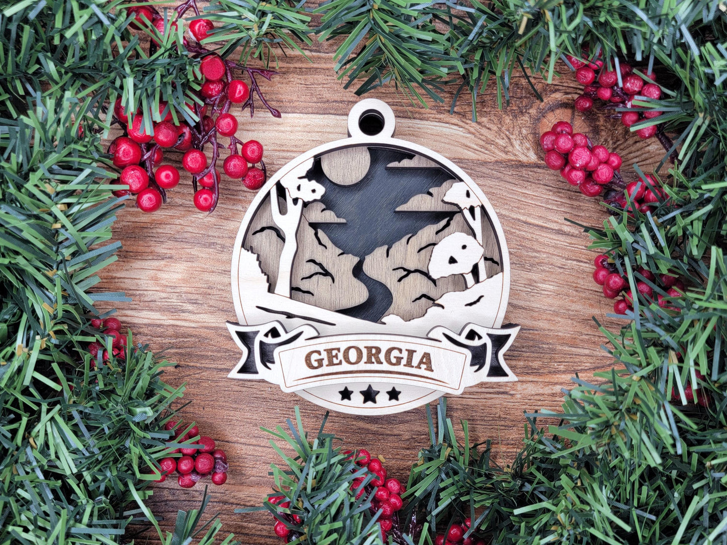 Georgia Discover America Set - Includes Ornaments, Signage & Key Hanger - SVG, PDF, AI File types - Works With All Lasers