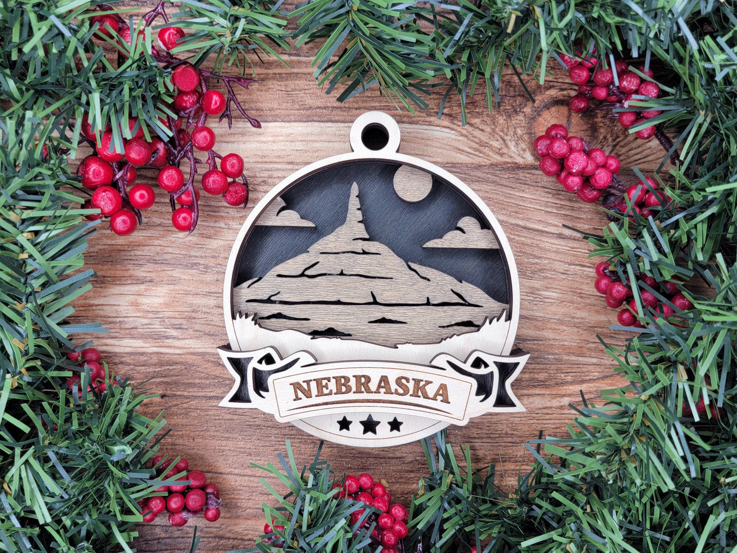 Nebraska Discover America Set - Includes Ornaments, Signage & Key Hanger - SVG, PDF, AI File types - Works With All Lasers
