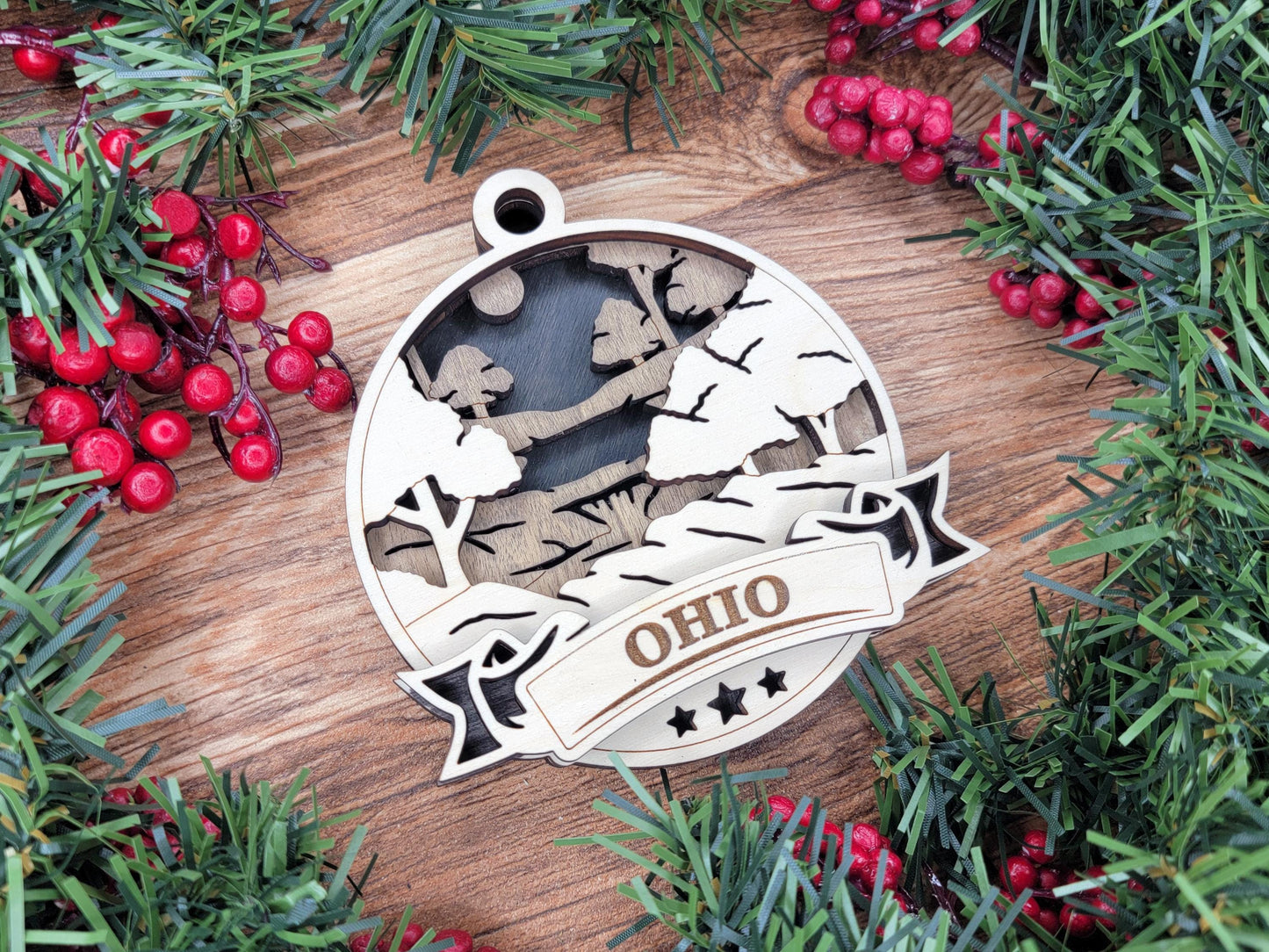 Ohio Discover America Set - Includes Ornaments, Signage & Key Hanger - SVG, PDF, AI File types - Works With All Lasers