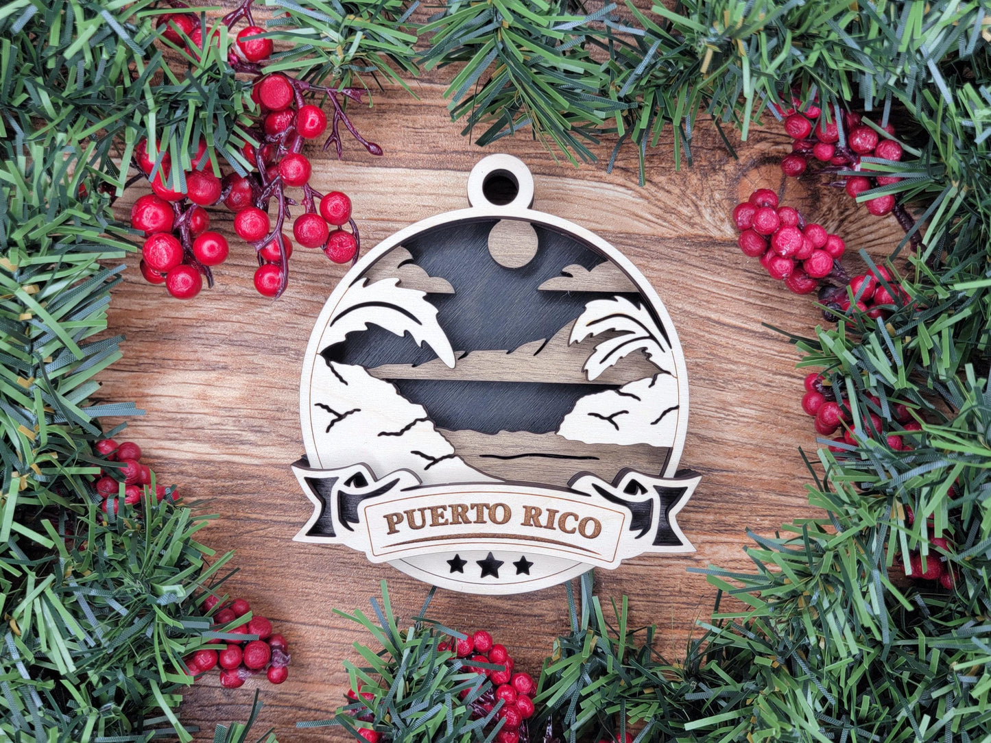 Puerto Rico Discover America Set - Includes Ornaments, Signage & Key Hanger - SVG, PDF, AI File types - Works With All Lasers