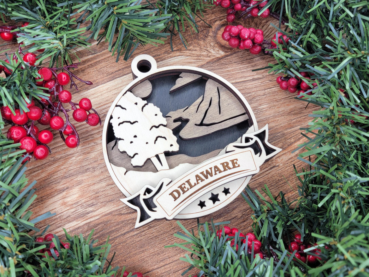Delaware Discover America Set - Includes Ornaments, Signage & Key Hanger - SVG, PDF, AI File types - Works With All Lasers