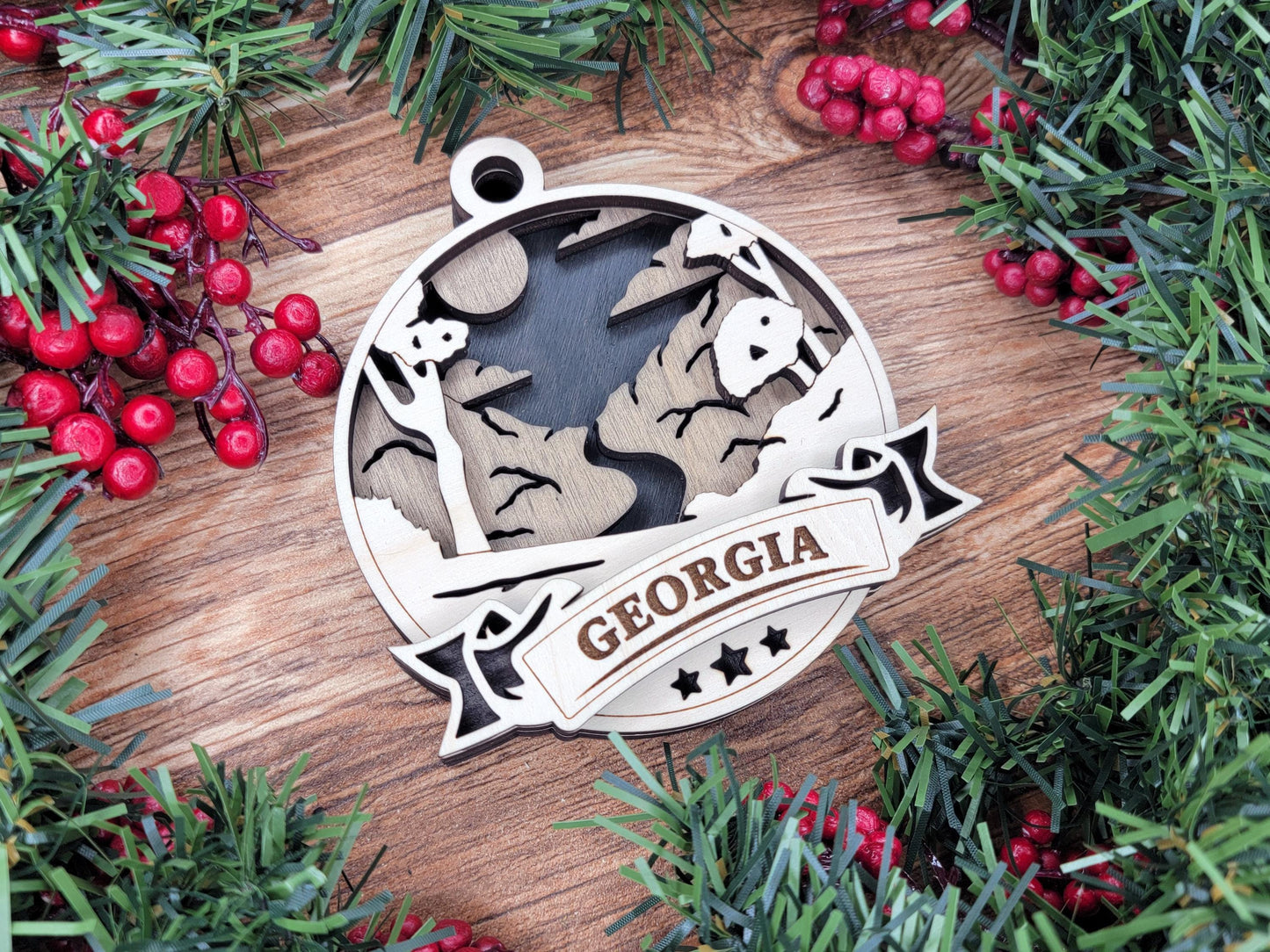 Georgia Discover America Set - Includes Ornaments, Signage & Key Hanger - SVG, PDF, AI File types - Works With All Lasers