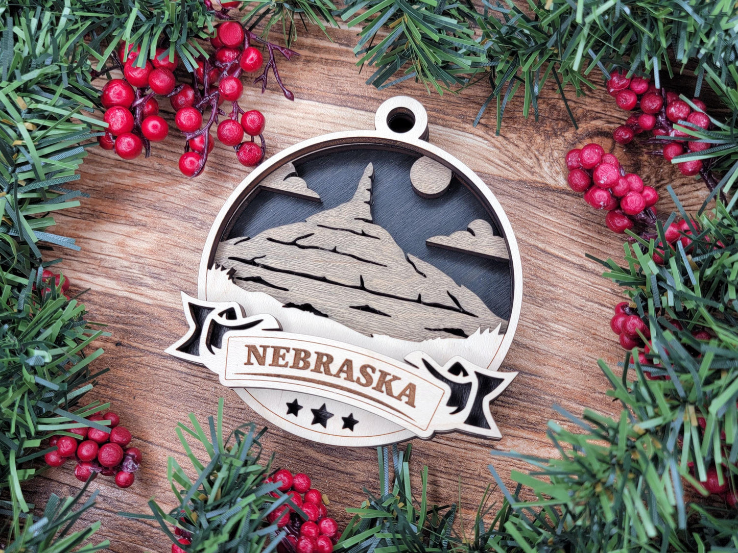 Nebraska Discover America Set - Includes Ornaments, Signage & Key Hanger - SVG, PDF, AI File types - Works With All Lasers