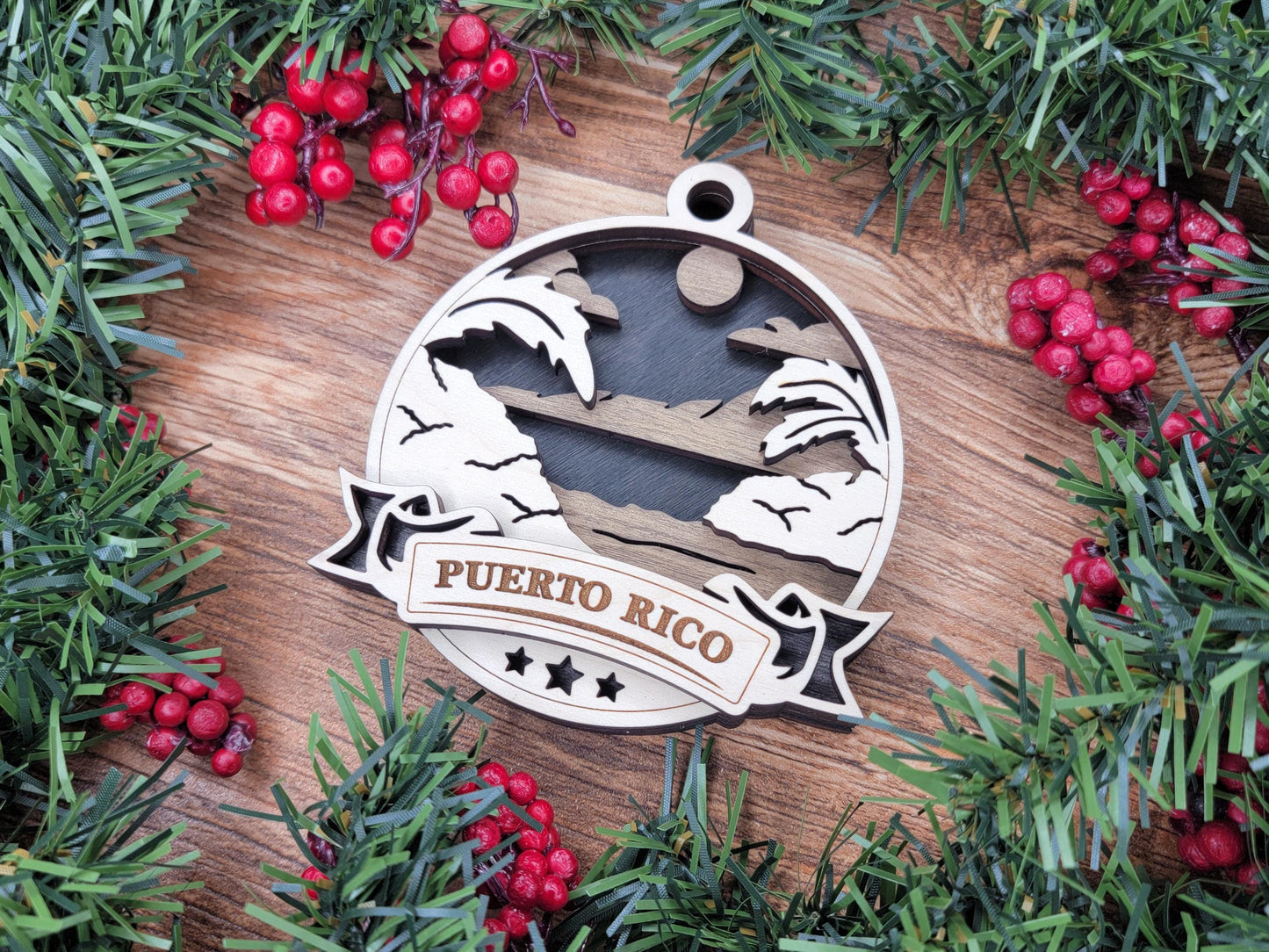 Puerto Rico Discover America Set - Includes Ornaments, Signage & Key Hanger - SVG, PDF, AI File types - Works With All Lasers
