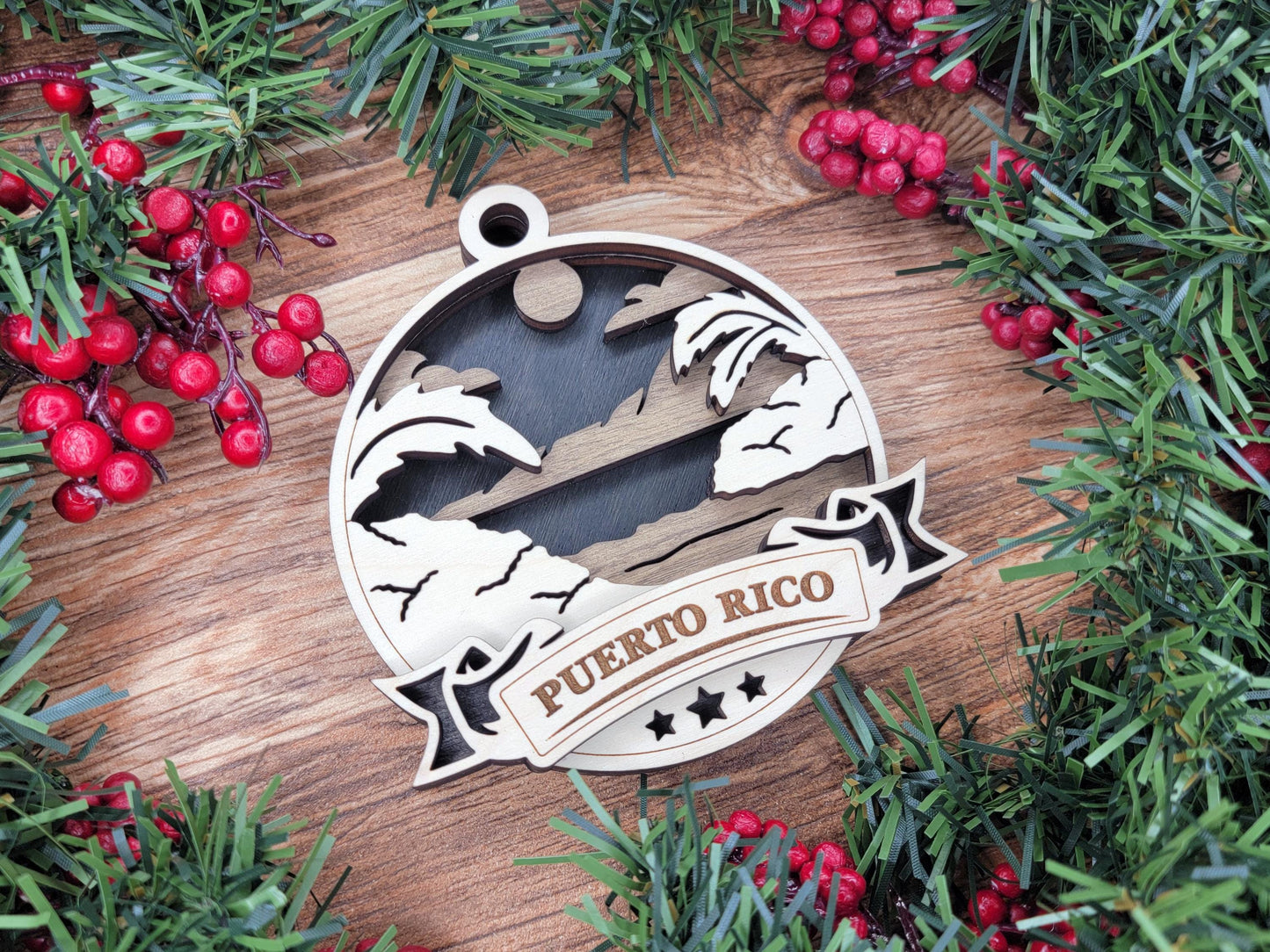 Puerto Rico Discover America Set - Includes Ornaments, Signage & Key Hanger - SVG, PDF, AI File types - Works With All Lasers