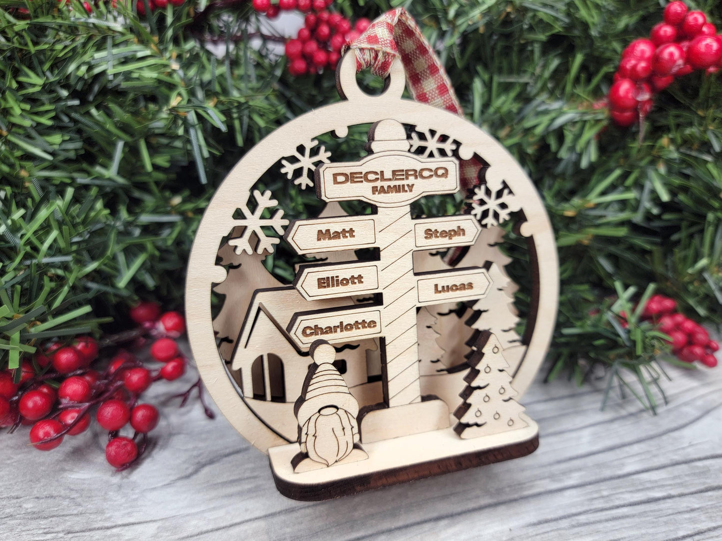 North Pole Pop-Up Ornament - Personalize with 2 to 8 Names - 7 Characters - SVG, PDF, AI File types - Works With All Lasers