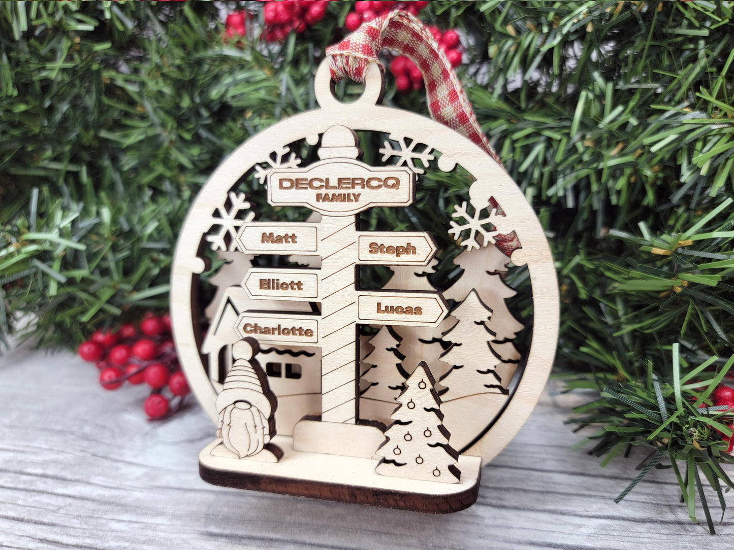 North Pole Pop-Up Ornament - Personalize with 2 to 8 Names - 7 Characters - SVG, PDF, AI File types - Works With All Lasers