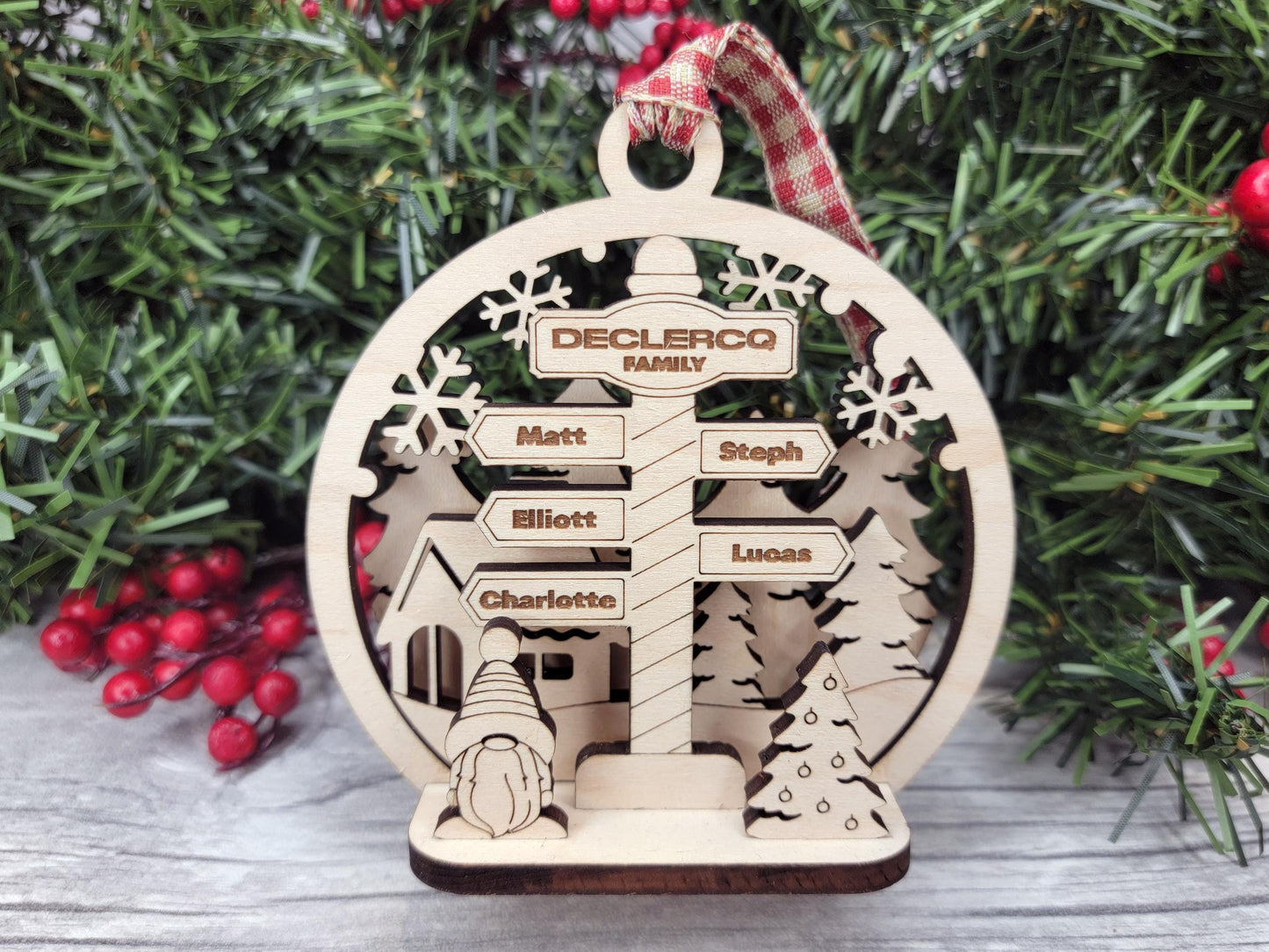 North Pole Pop-Up Ornament - Personalize with 2 to 8 Names - 7 Characters - SVG, PDF, AI File types - Works With All Lasers