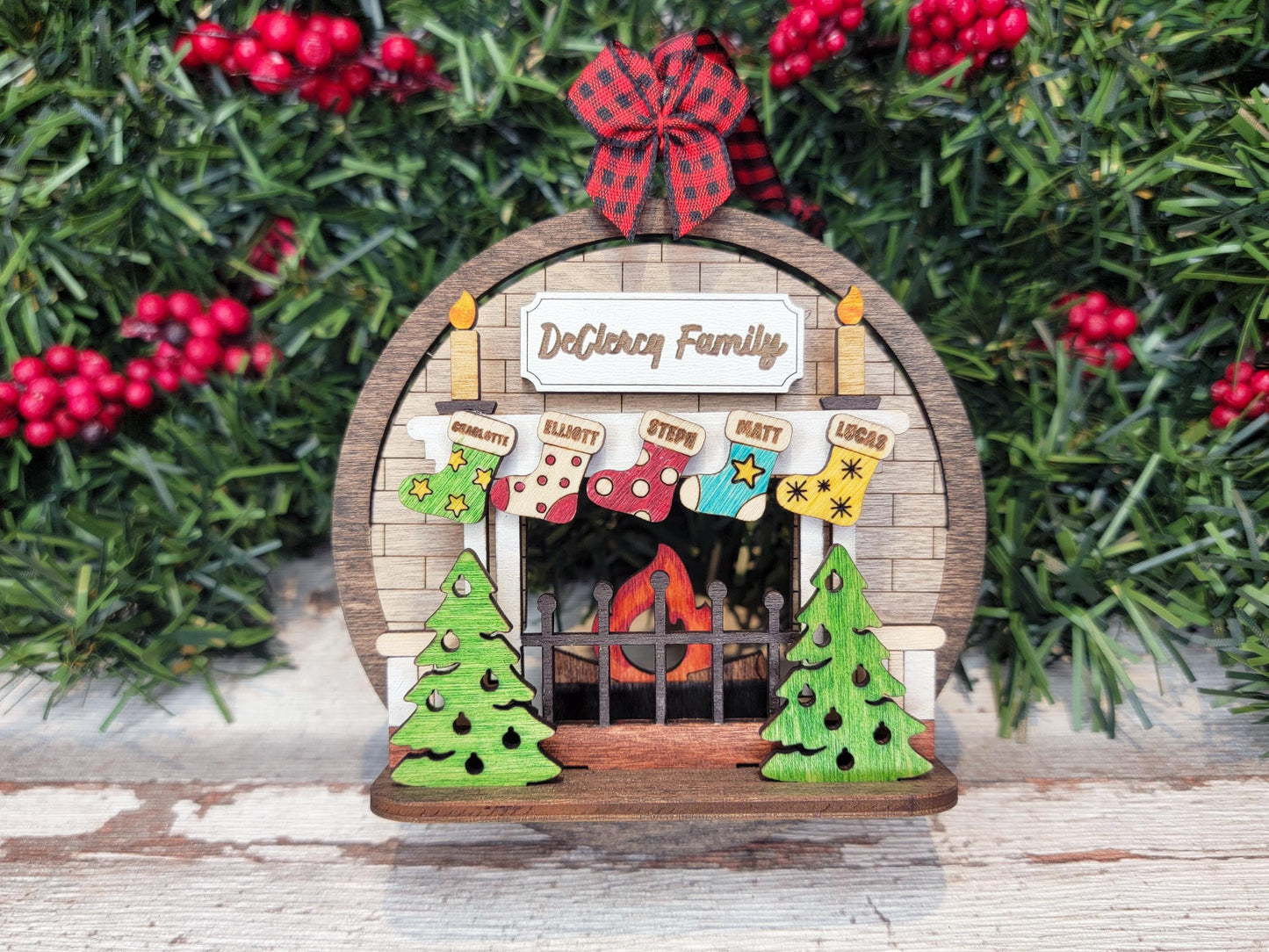 Fireplace Pop-Up Ornament - Personalize with up to 6 Names - SVG, PDF, AI File types - Works With All Lasers