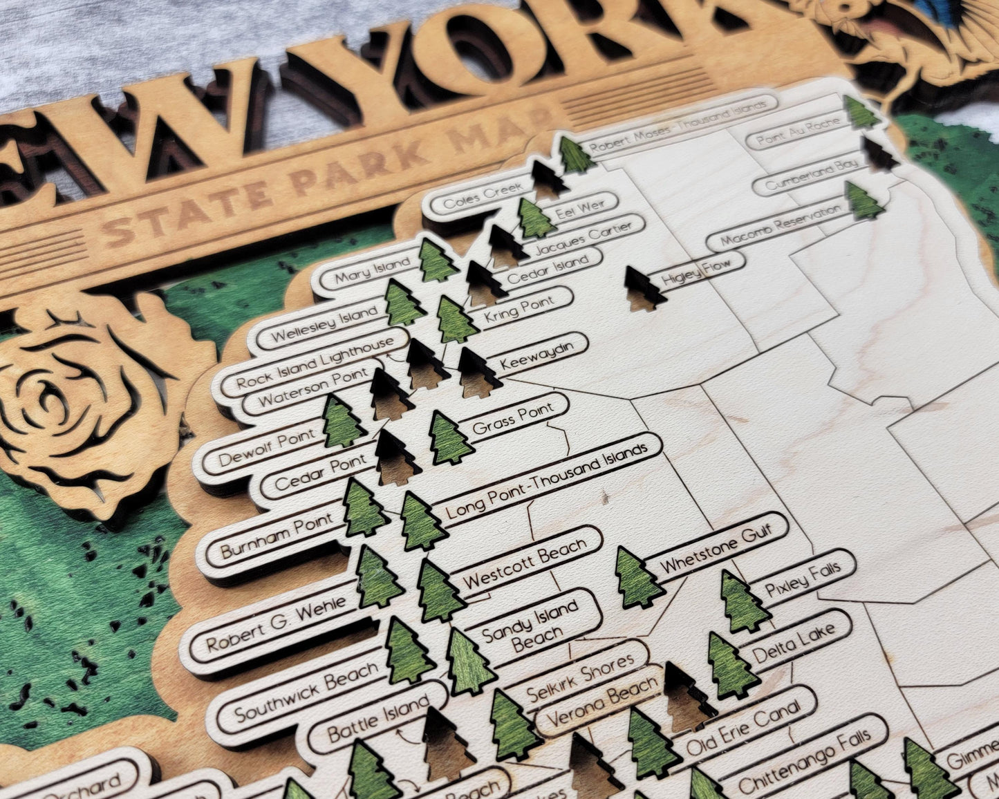 The New York State Park Map - Custom and Non Customizable Options - SVG, PDF File Download - Tested in Lightburn and Glowforge