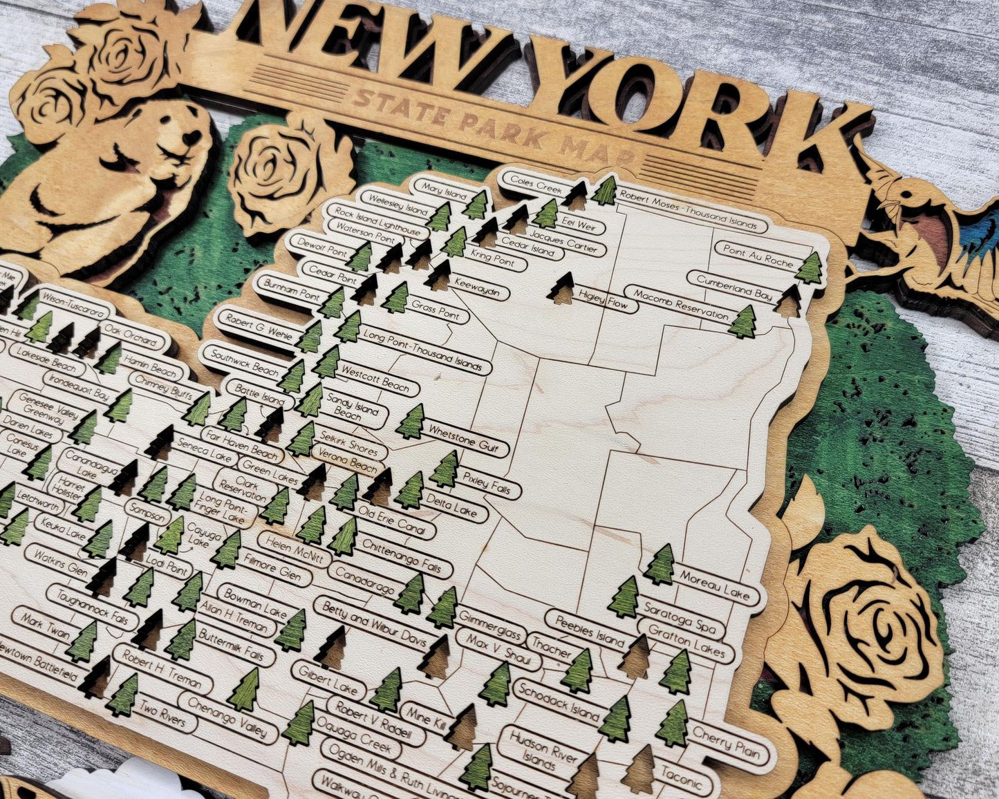 The New York State Park Map - Custom and Non Customizable Options - SVG, PDF File Download - Tested in Lightburn and Glowforge