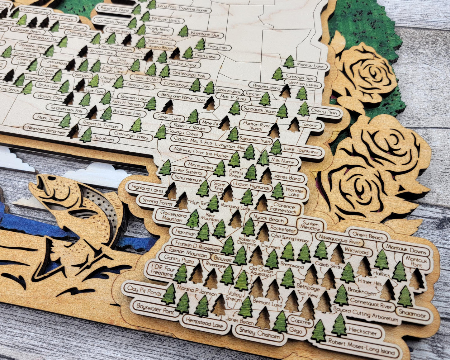 The New York State Park Map - Custom and Non Customizable Options - SVG, PDF File Download - Tested in Lightburn and Glowforge