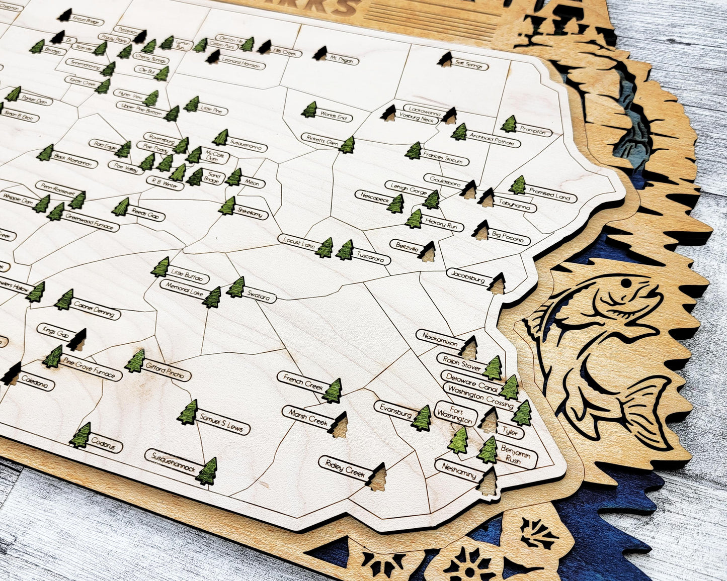 The Pennsylvania Park Map - Custom and Non Customizable Options - SVG, PDF File Download - Tested in Lightburn and Glowforge