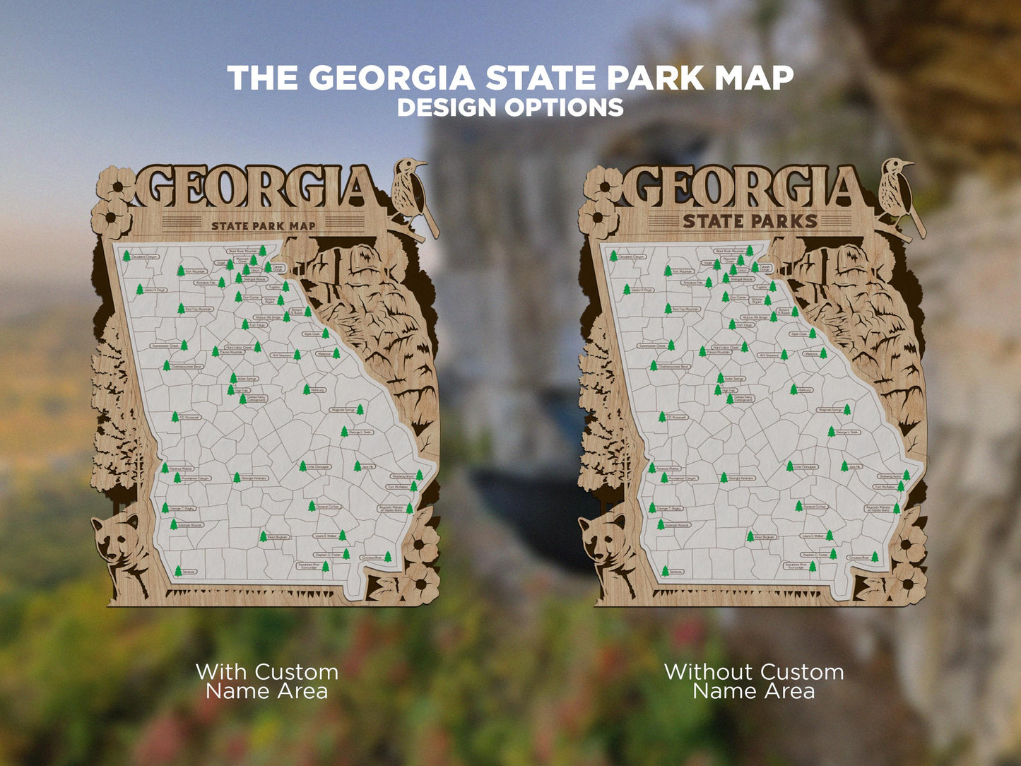 The Georgia State Park Map - Custom and Non Customizable Options - SVG, PDF File Download - Tested in Lightburn and Glowforge & Xtool