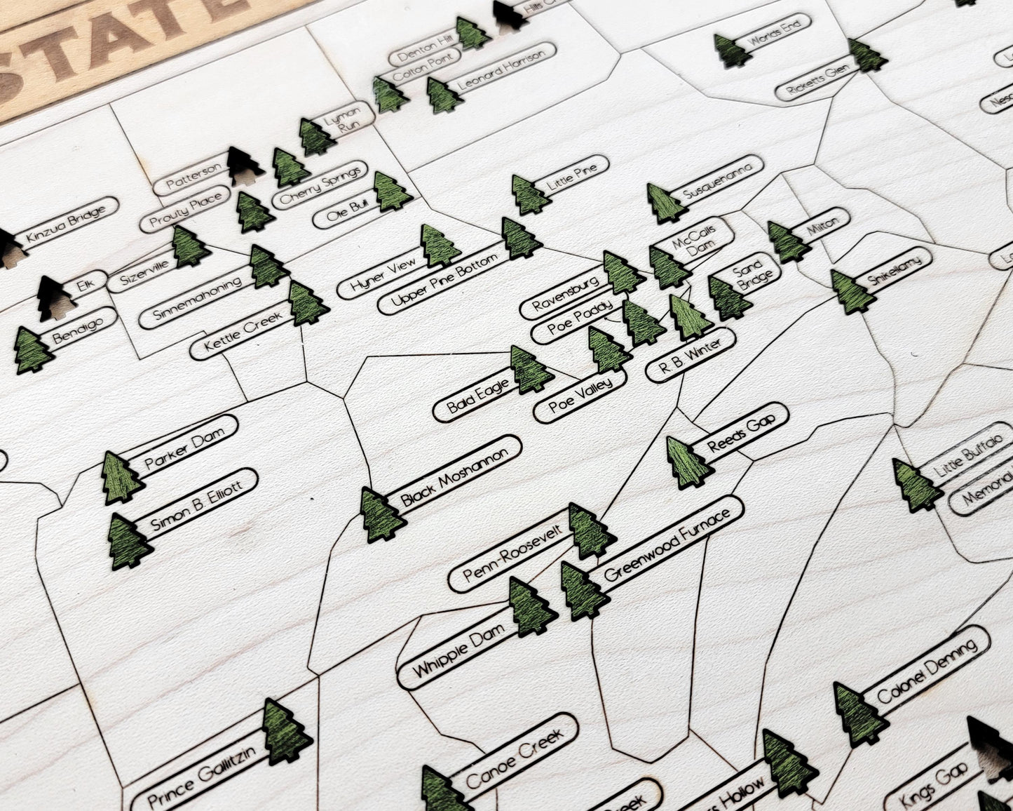 The Pennsylvania Park Map - Custom and Non Customizable Options - SVG, PDF File Download - Tested in Lightburn and Glowforge