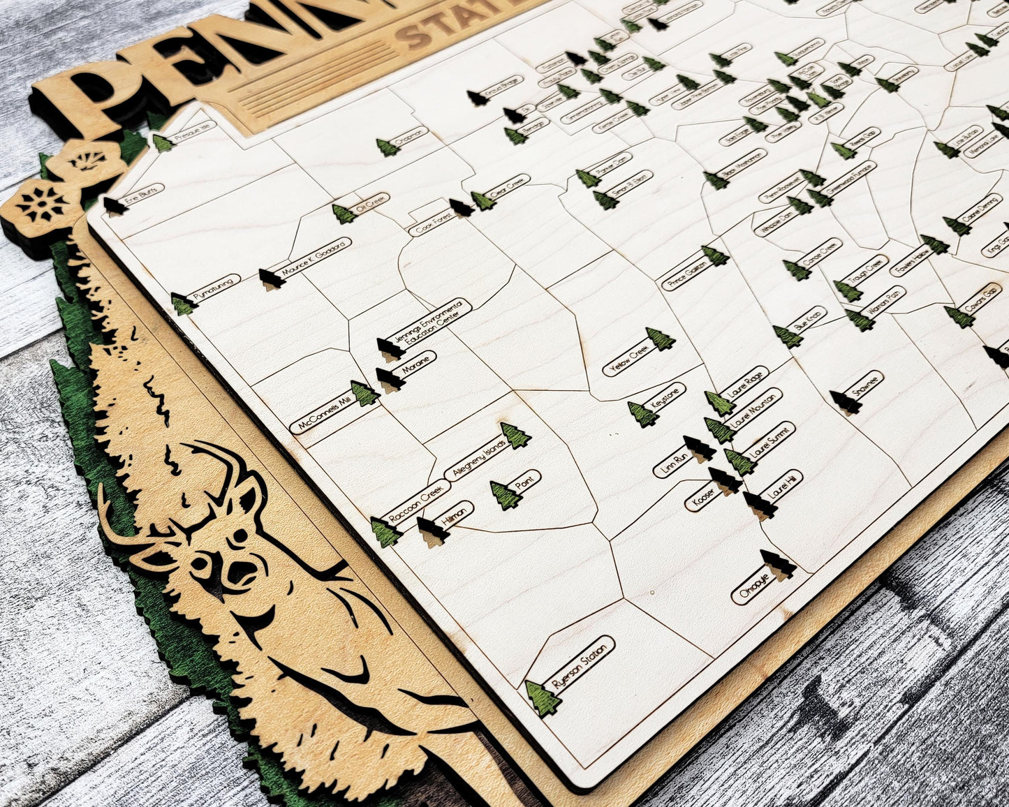 The Pennsylvania Park Map - Custom and Non Customizable Options - SVG, PDF File Download - Tested in Lightburn and Glowforge