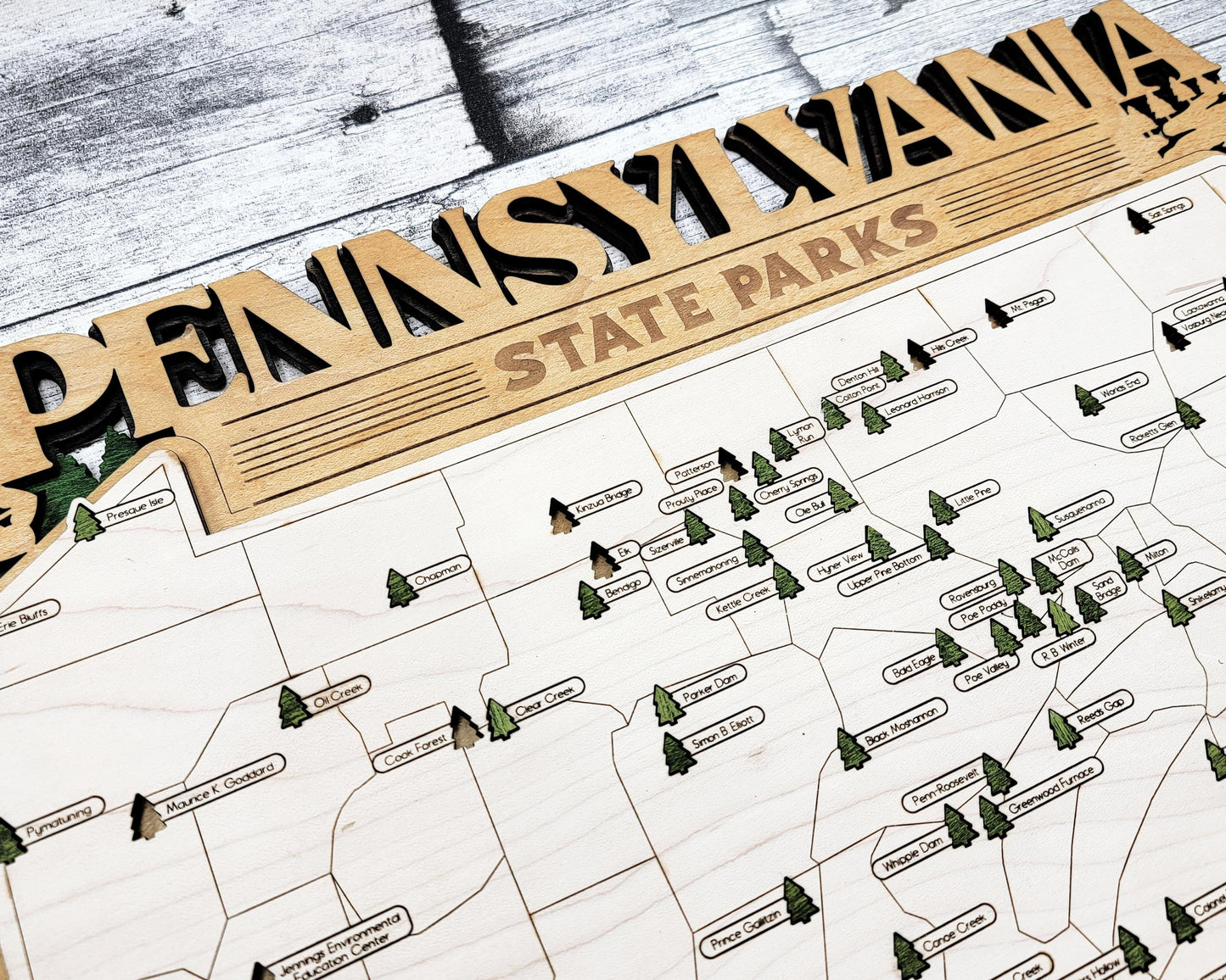The Pennsylvania Park Map - Custom and Non Customizable Options - SVG, PDF File Download - Tested in Lightburn and Glowforge