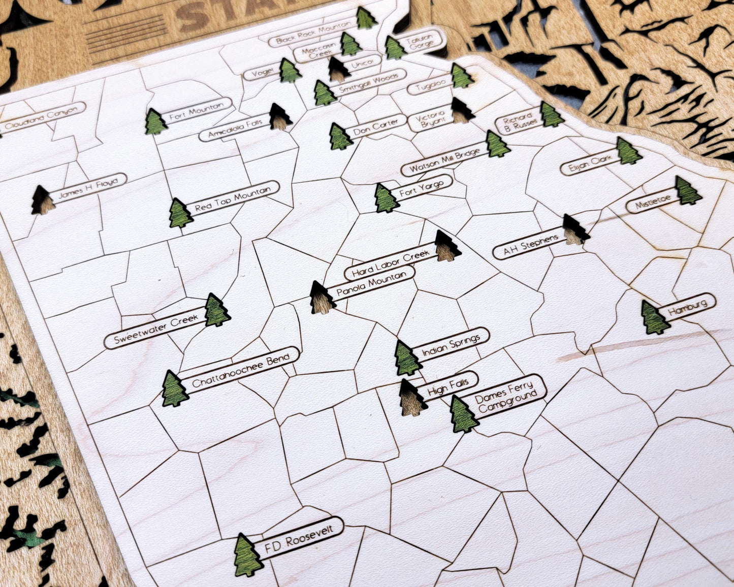 The Georgia State Park Map - Custom and Non Customizable Options - SVG, PDF File Download - Tested in Lightburn and Glowforge & Xtool