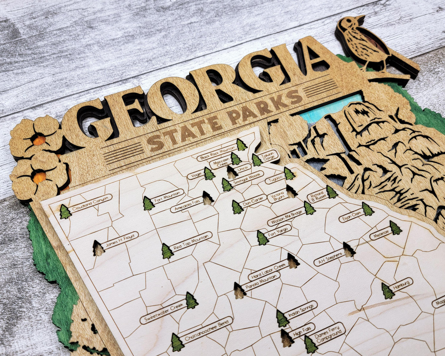 The Georgia State Park Map - Custom and Non Customizable Options - SVG, PDF File Download - Tested in Lightburn and Glowforge & Xtool