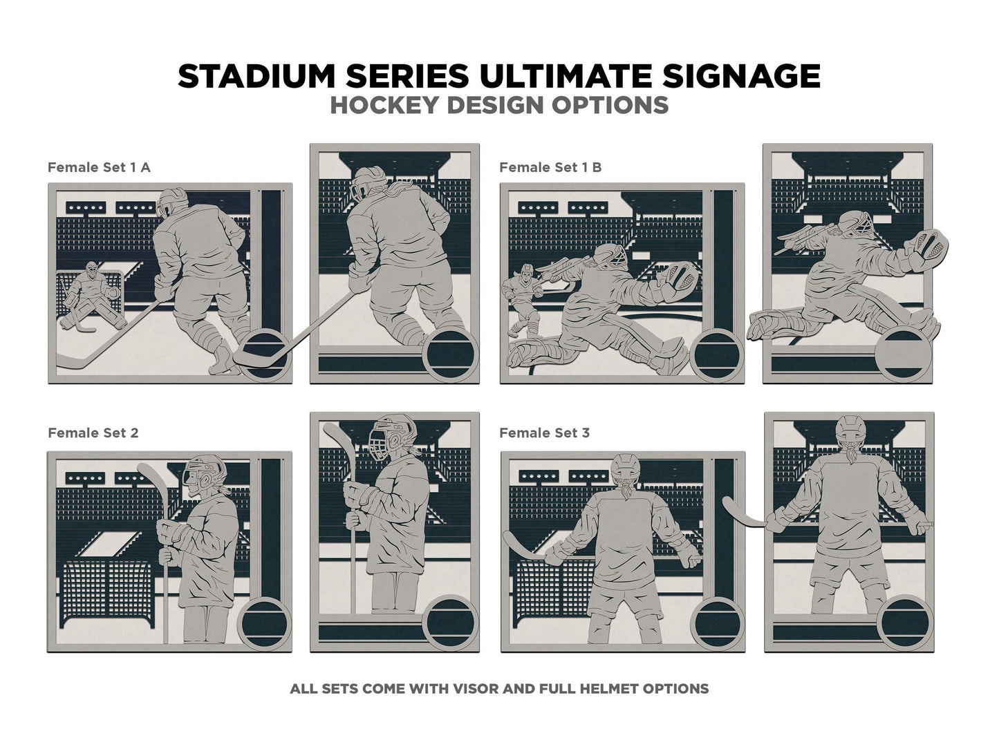 Stadium Series Ultimate Signage - Hockey - 7 poses Male and Female - 2 orientations - 28 designs - Works with all Laser Types