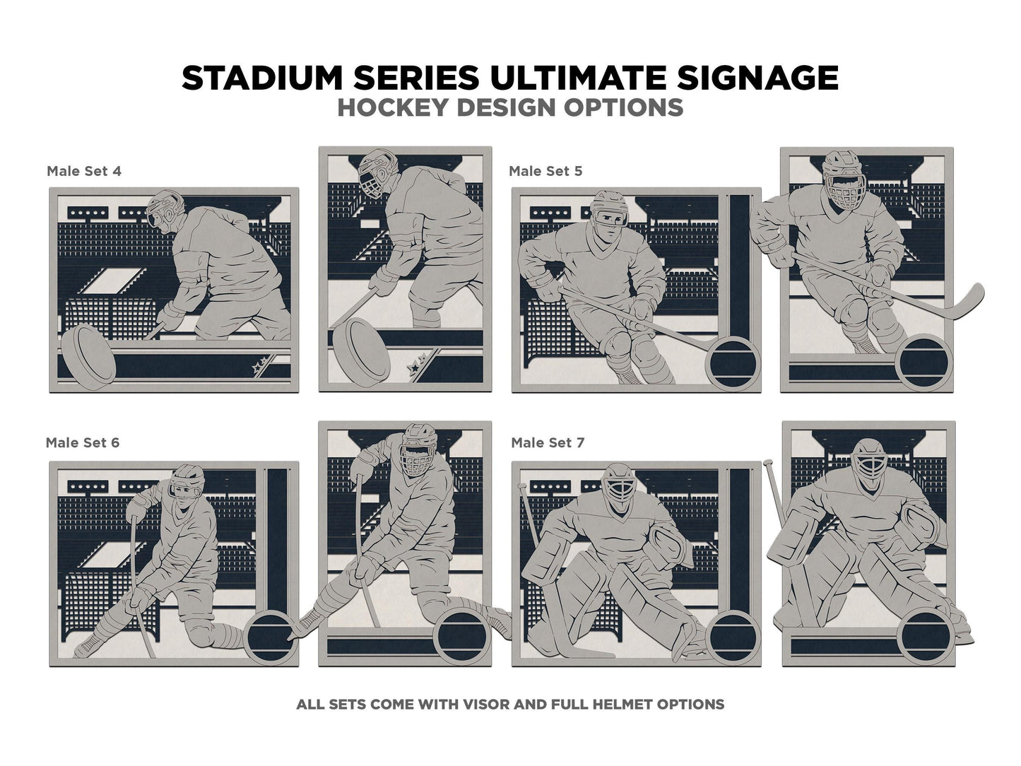 Stadium Series Ultimate Signage - Hockey - 7 poses Male and Female - 2 orientations - 28 designs - Works with all Laser Types