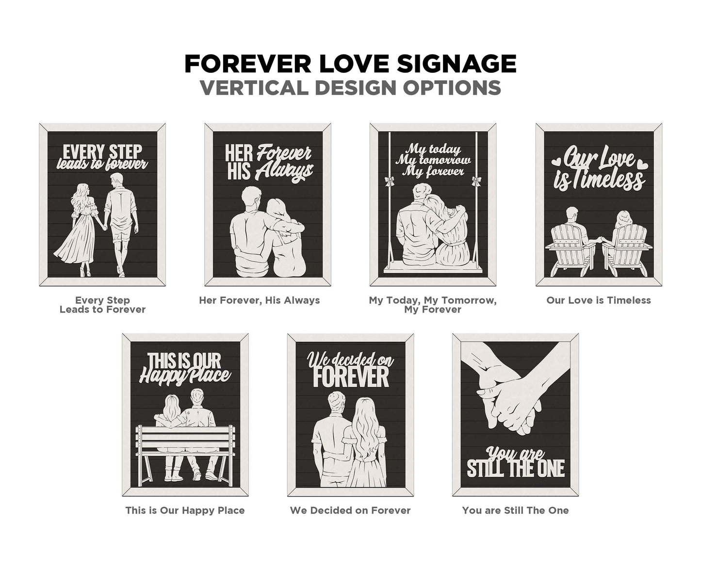 Forever Love Signage - Anniversary & Valentines Day Signage - SVG, PDF, AI File Download - Works with all Laser Types