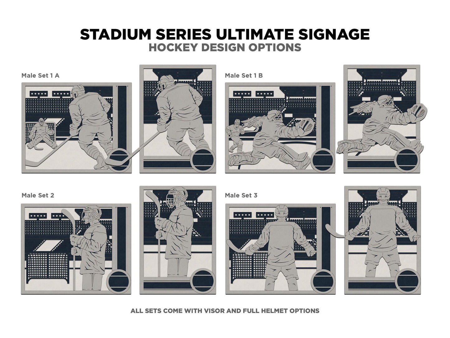 Stadium Series Ultimate Signage - Hockey - 7 poses Male and Female - 2 orientations - 28 designs - Works with all Laser Types