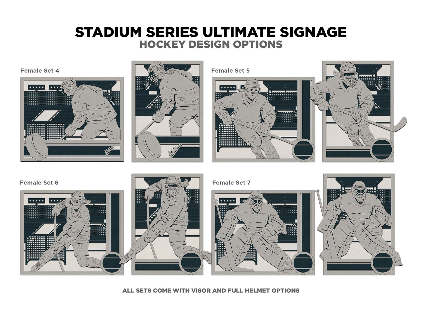 Stadium Series Ultimate Signage - Hockey - 7 poses Male and Female - 2 orientations - 28 designs - Works with all Laser Types