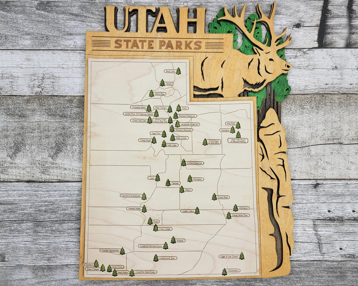 The Utah State Park Map - Custom and Non Customizable Options - SVG, PDF File Download - Tested in Lightburn and Glowforge