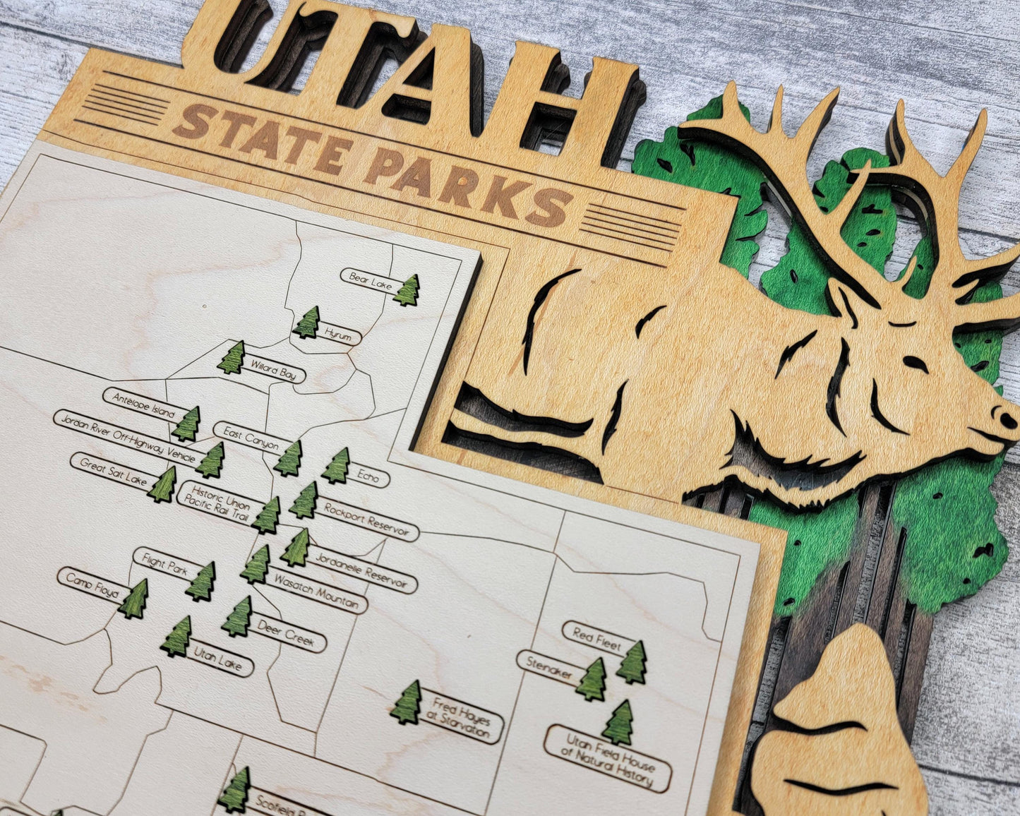 The Utah State Park Map - Custom and Non Customizable Options - SVG, PDF File Download - Tested in Lightburn and Glowforge