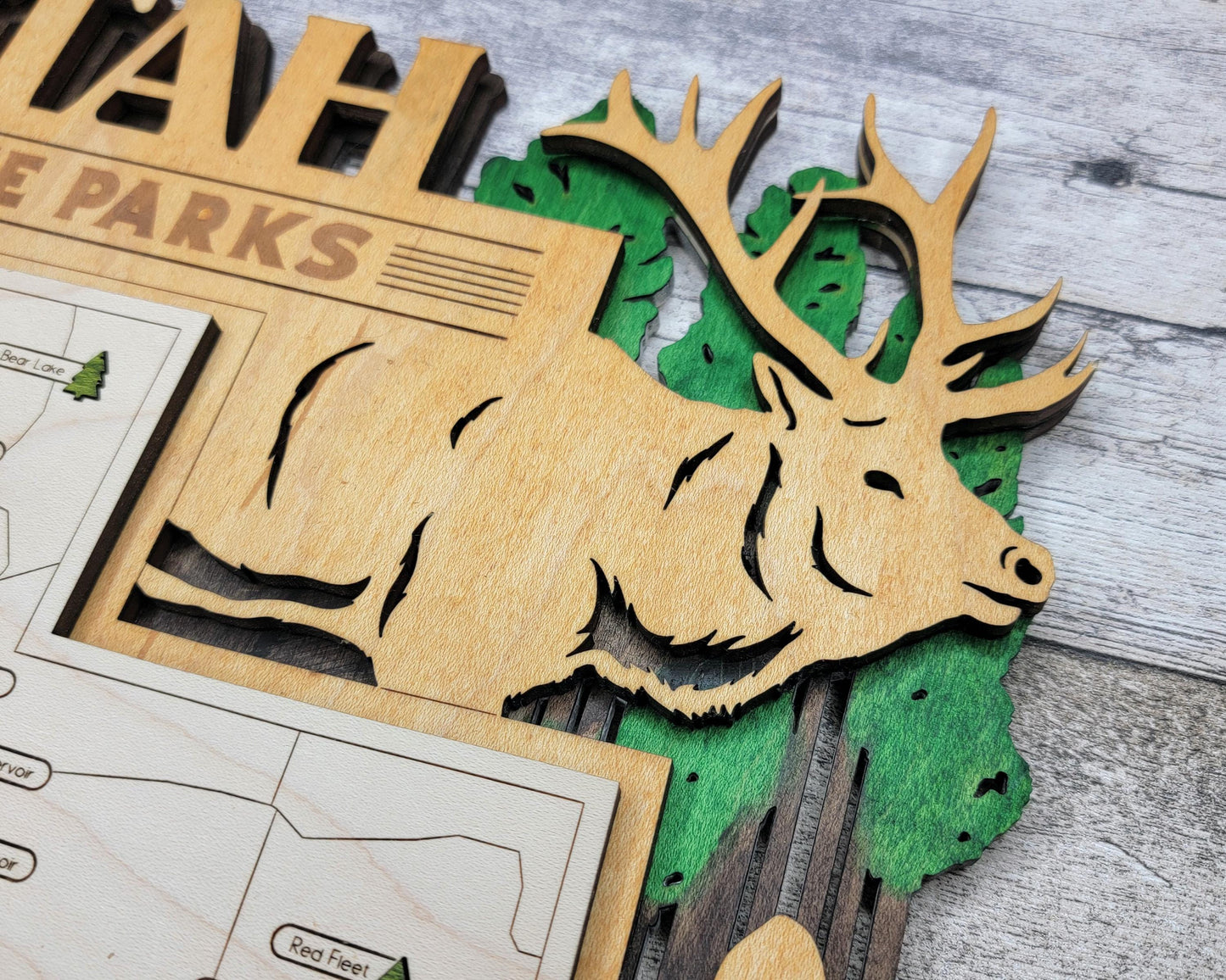 The Utah State Park Map - Custom and Non Customizable Options - SVG, PDF File Download - Tested in Lightburn and Glowforge