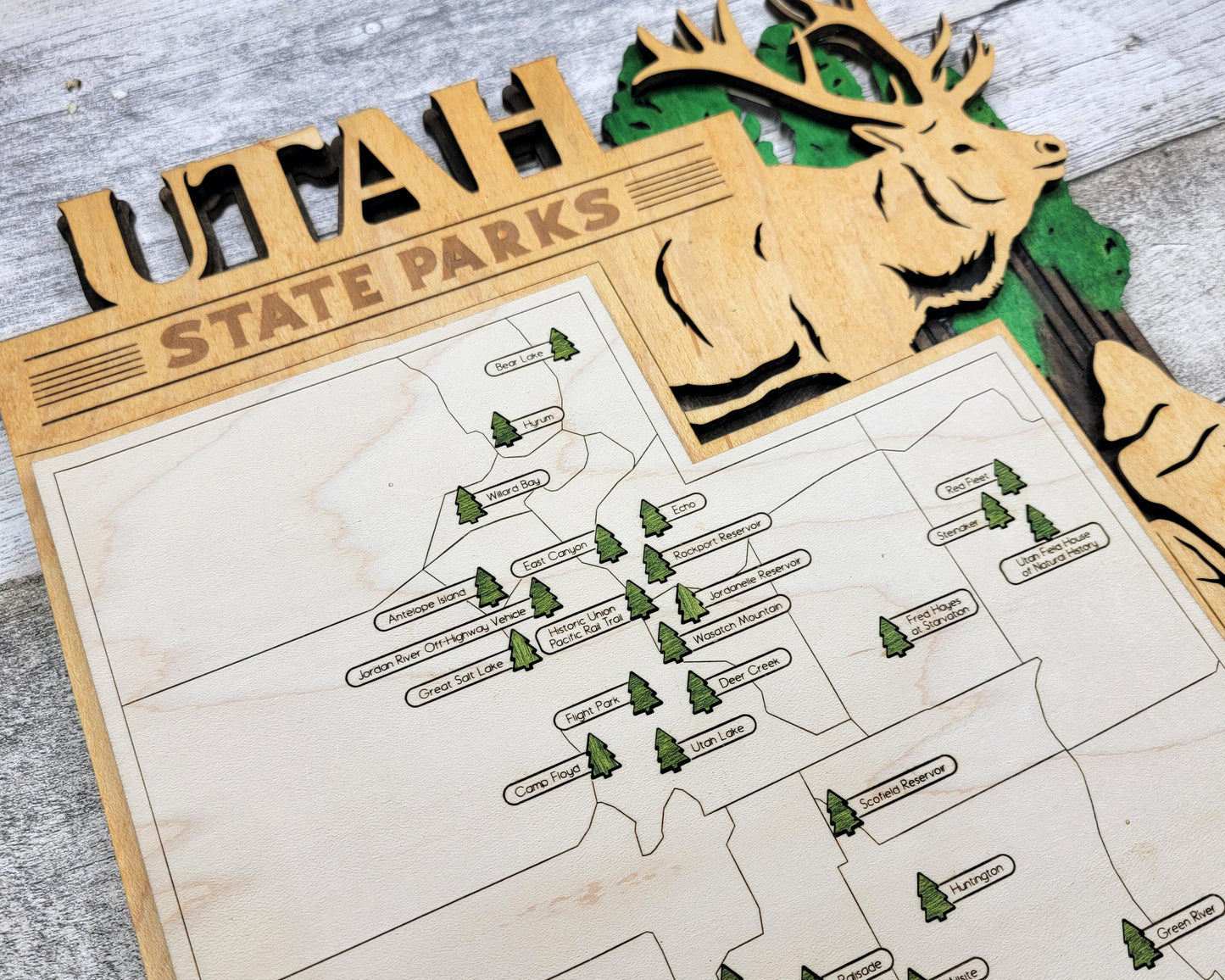 The Utah State Park Map - Custom and Non Customizable Options - SVG, PDF File Download - Tested in Lightburn and Glowforge