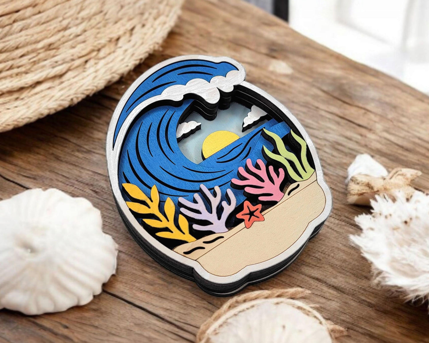 Layered Wave - Ornament and Magnet - SVG, PDF, AI File Download - Works with all Laser Types