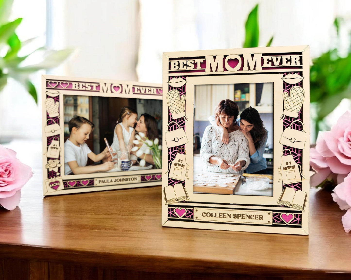 Mother's Day Icon Frames - Includes Frame Sizes 4x6, 5x7, 8x10 in Landscape and Portrait - Works with all Lasers