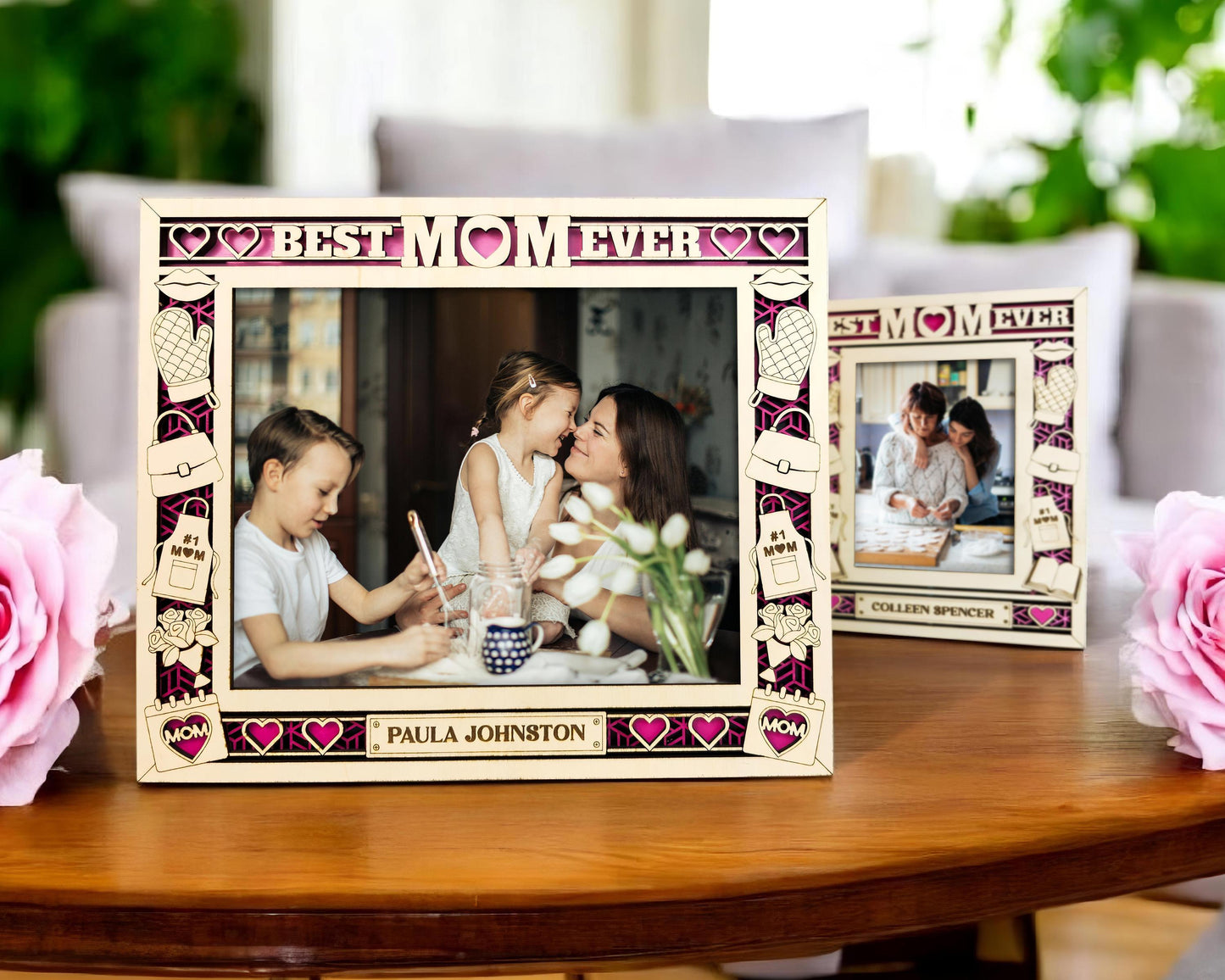 Mother's Day Icon Frames - Includes Frame Sizes 4x6, 5x7, 8x10 in Landscape and Portrait - Works with all Lasers