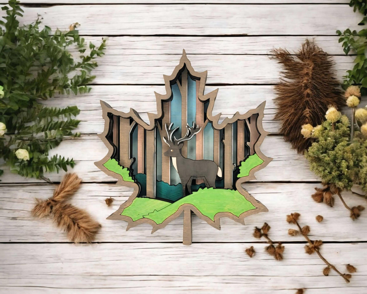 Layered Maple Leaf - Ornament and Magnet - SVG, PDF, AI File Download - Works with all Laser Types