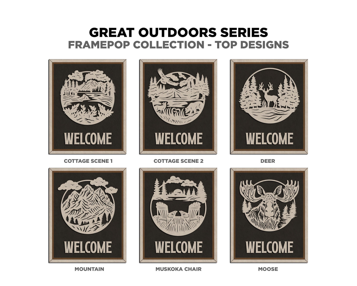 The Great Outdoor Series - FramePop Collection - Ornaments and Signage - SVG, PDF, ai File Download - Works with all Lasers