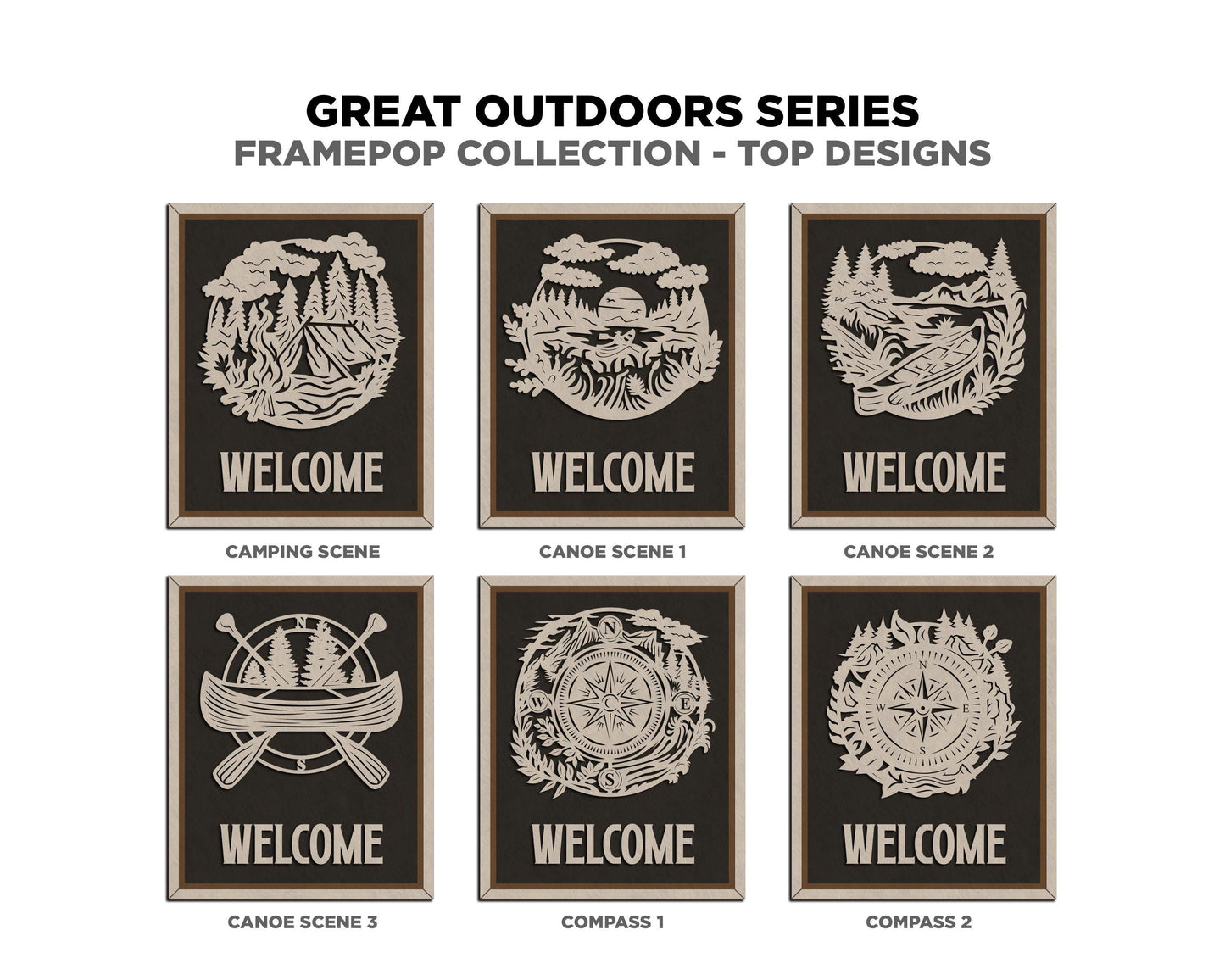 The Great Outdoor Series - FramePop Collection - Ornaments and Signage - SVG, PDF, ai File Download - Works with all Lasers